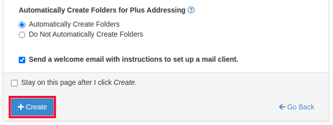Finish Creating Email Address