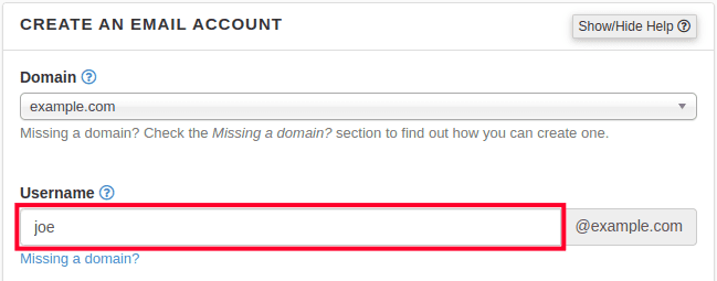 cPanel Email Username