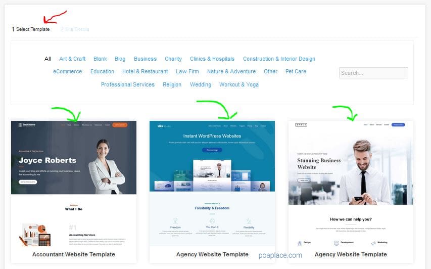 HostFiti website builder templates