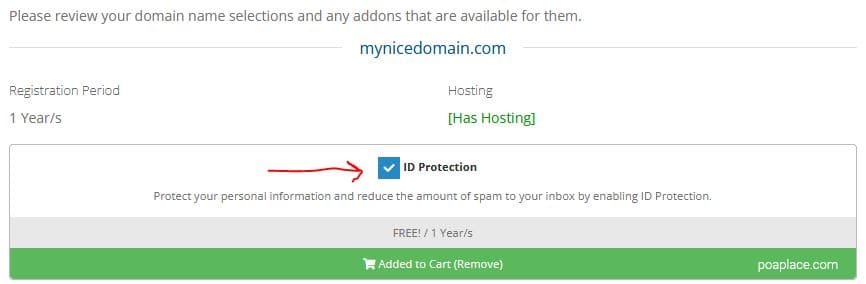 HostPinnacle Domain ID Protection and Add-ons