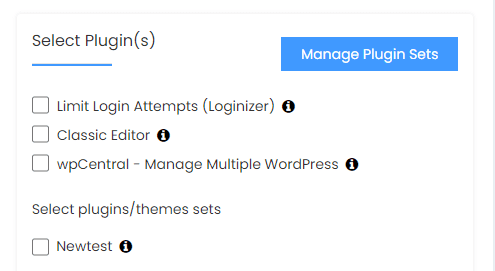 Softaculous WP Site Select Plugins